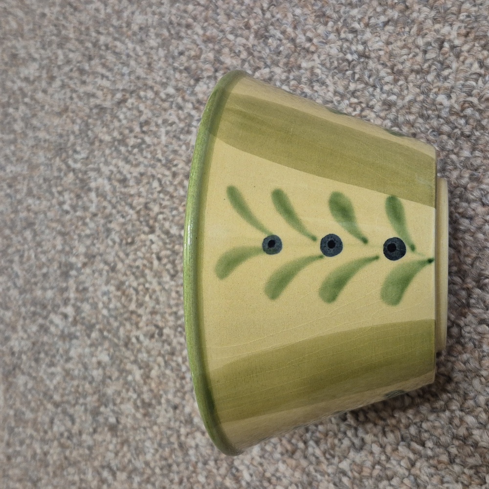 Vtg Glazed Ceramic Olive Design Dish Handmade and Painted In Italy By Pizzato